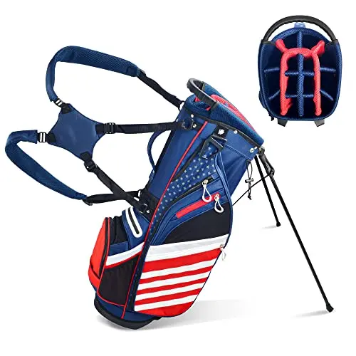 BOBOPRO Stars and Stripes themed red, white, and blue golf stand bag.