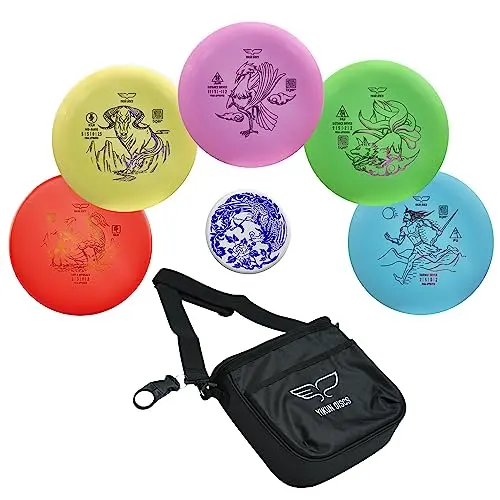 Yikun Disc Golf Starter Set including 6 discs and a shoulder bag