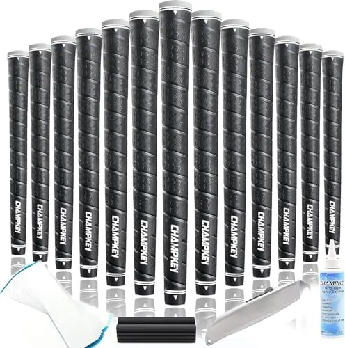 CHAMPKEY WRAP-Y rubber golf grips 13 pack with all repair kits in black
