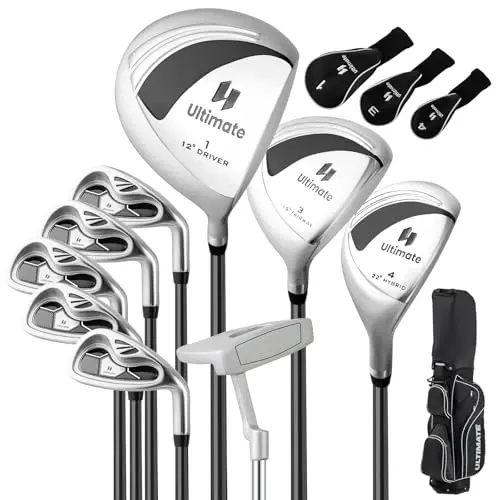 Tangkula 9-piece women's right-handed golf club set in black with cart bag