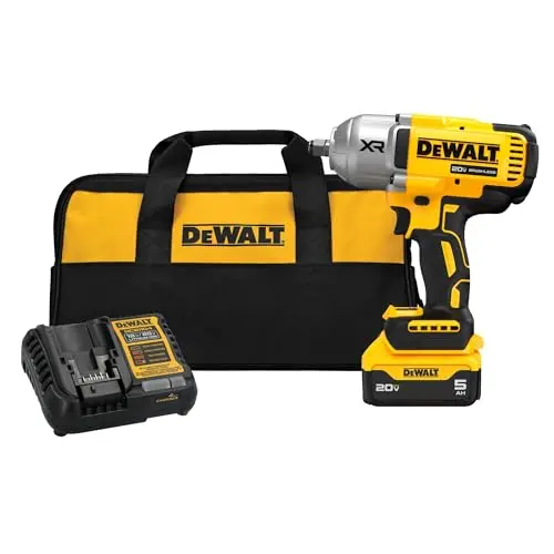 DEWALT 20V MAX yellow and black impact wrench kit with battery and charger