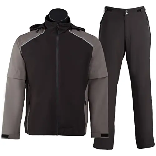 K.E.J. men's golf rain suit with removable sleeves