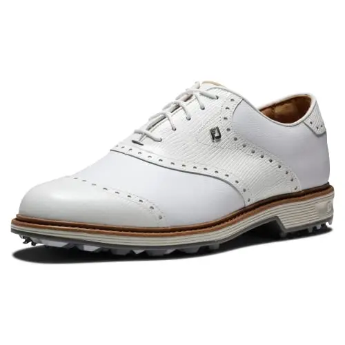 FootJoy Premiere Series Wilcox all-white leather golf shoe with a classic profile.
