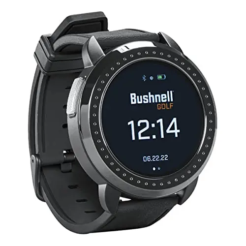 Garmin Approach S44 smartwatch with silver bezel and black band