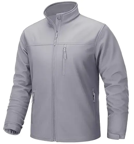 TACVASEN men's waterproof softshell jacket with stand collar and fleece lining