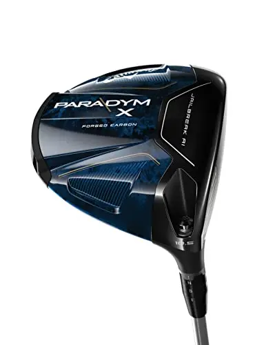 Callaway Paradym X Driver in black and silver, showing its carbon fiber crown.