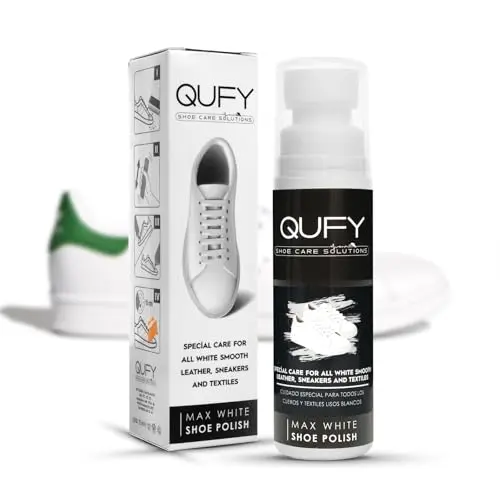 QUFY Max White Shoe Polish bottle with sponge applicator