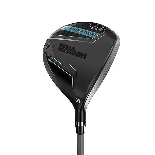 Wilson Dynapower Women's Fairway Wood in black and blue, with a sleek, tour-inspired profile.