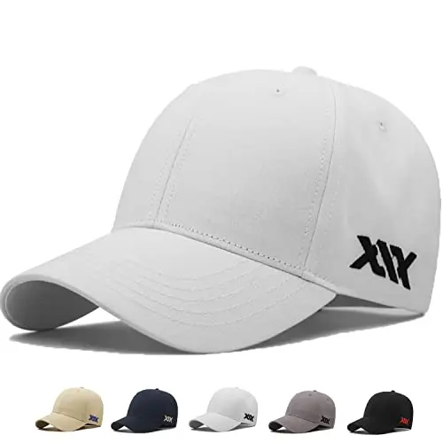 MUNULA white oversized structured baseball cap with a curved brim.