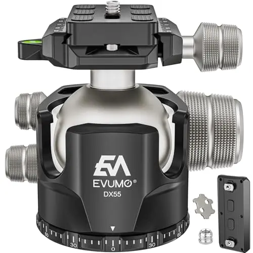 EVUMO DX55 heavy duty 55mm ball head with damping control