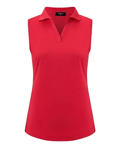 Vidusou women's sleeveless athletic golf top in a bright color