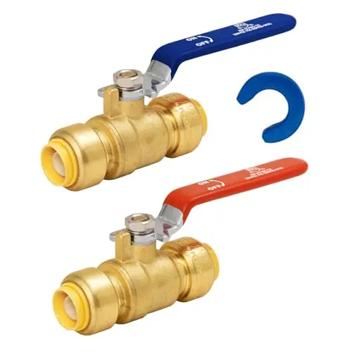 SUNGATOR two-pack of 1/2 inch push-fit ball valves with disconnect tool