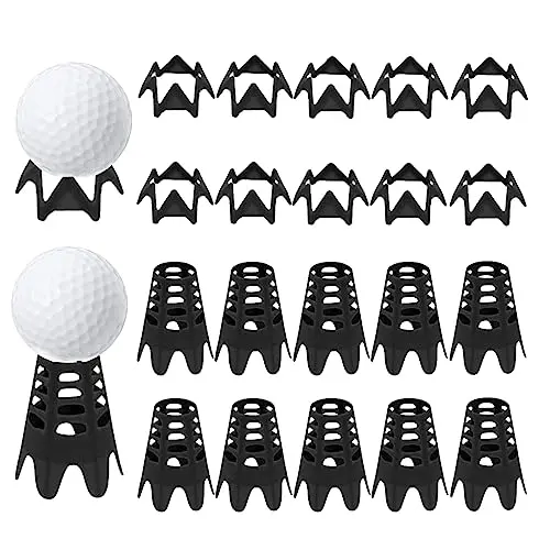 Ruyshu pack of 20 black plastic golf simulator tees, 10 tall and 10 short