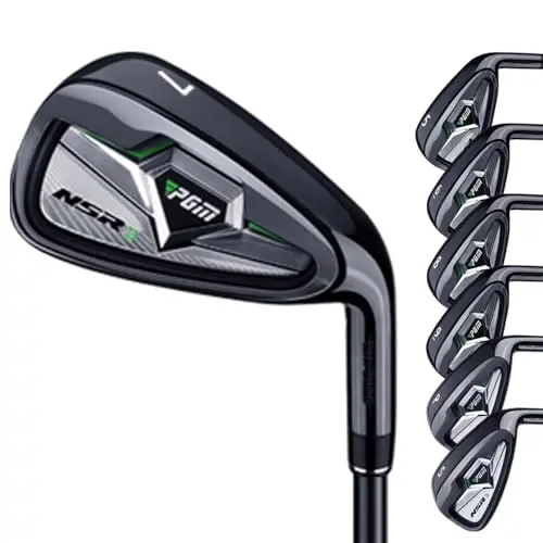PGM NSR III golf iron set with graphite shafts, showing cavity back