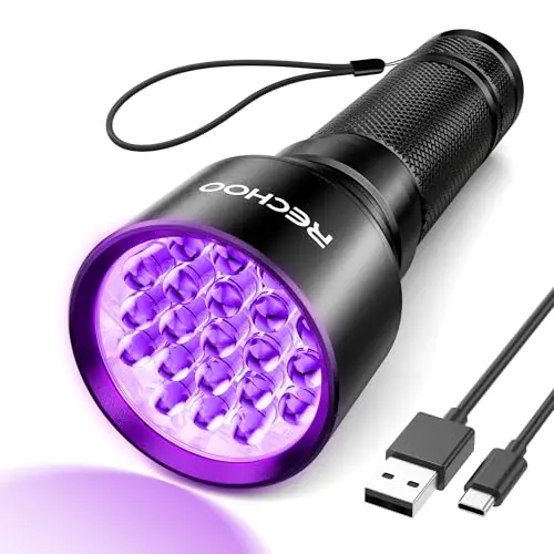 RECHOO rechargeable 21 LED UV flashlight