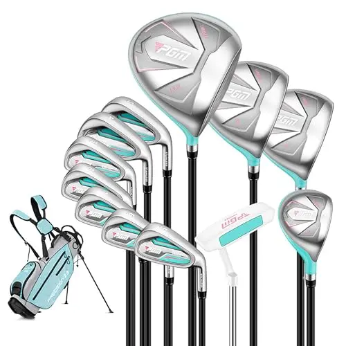 PGM 12-piece women's golf club set with stand bag in light green