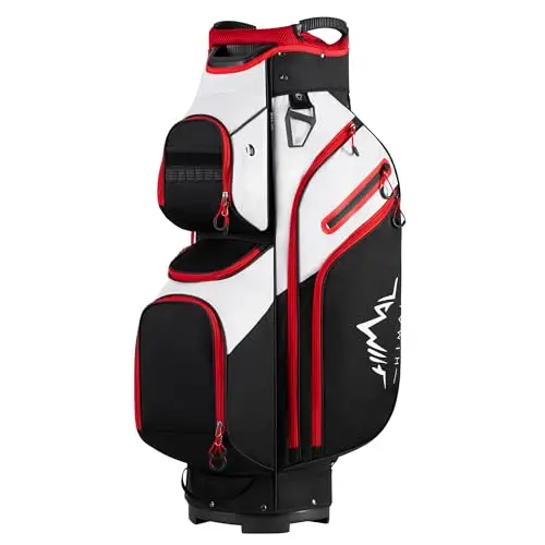 UNIHIMAL 15-way divider golf cart bag in black and white color scheme