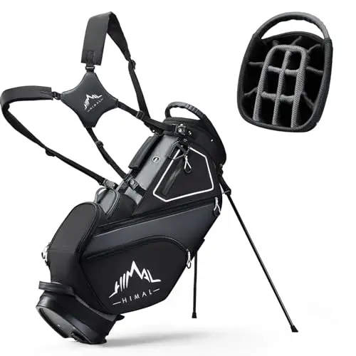 UNIHIMAL 14-way divider stand golf bag in black.