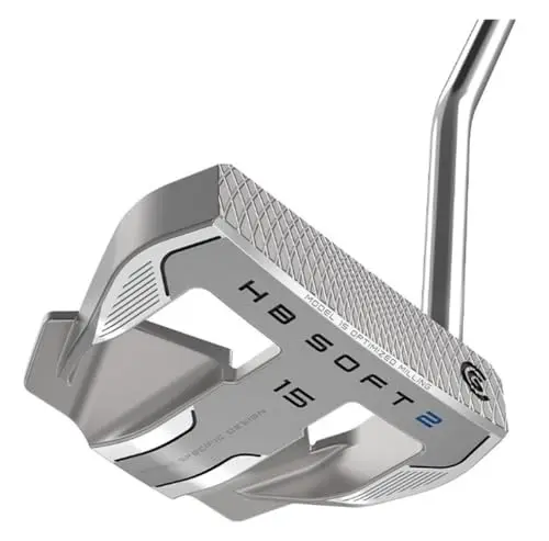 Cleveland HB Soft 2 Model 15 putter in silver with a single bend hosel and oversize grip