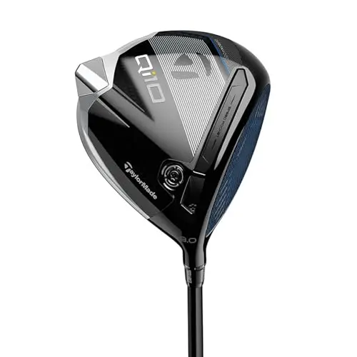 TaylorMade Qi10 Driver in silver, featuring its sleek carbon fiber crown.