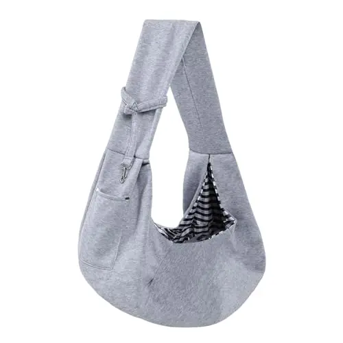 ARZQUT reversible gray dog sling carrier with storage pocket