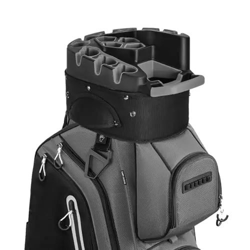 UNIHIMAL 14-Way Pro golf cart bag in gray with a sleek design and multiple handles