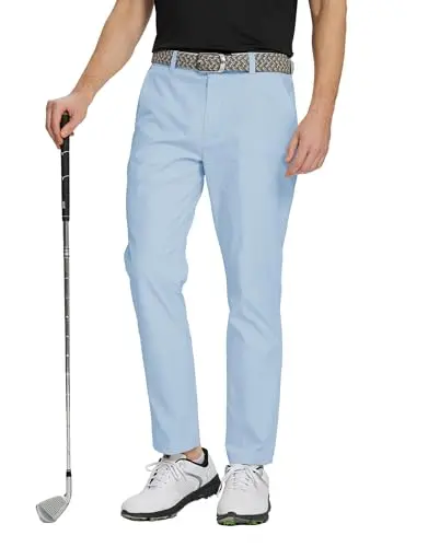 M MAELREG men's slim fit stretch golf pants in light blue