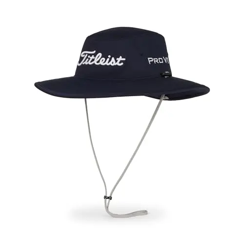 Titleist Men's Tour Aussie wide-brim golf hat in navy and white