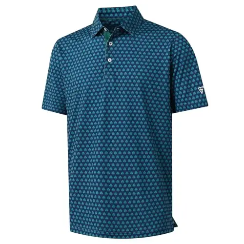 M MAELREG Men's Quick Dry Performance Print Golf Polo Shirt