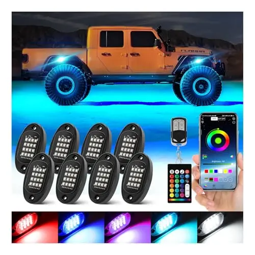 TDE Explorer 8-pod segmented RGB LED rock light kit for golf cart undercarriage