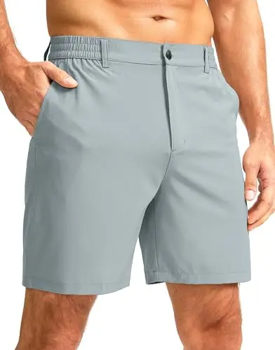 G Gradual Men's 7-inch inseam shorts in charcoal, showcasing the modern shorter cut and side zipper pocket.