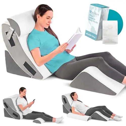 MOZAILAB 4-piece memory foam wedge pillow set with double anti-slip protection