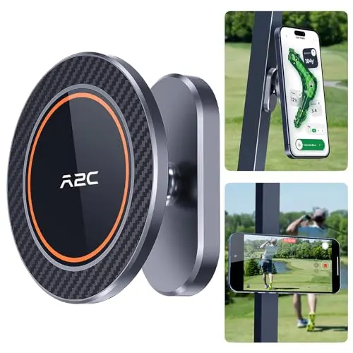 A2C magnetic phone holder attached to a golf cart steering wheel