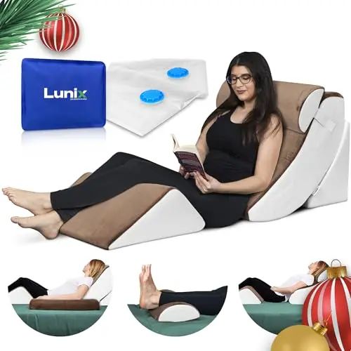 Lunix 4-piece adjustable bed wedge pillow set for acid reflux and pain relief