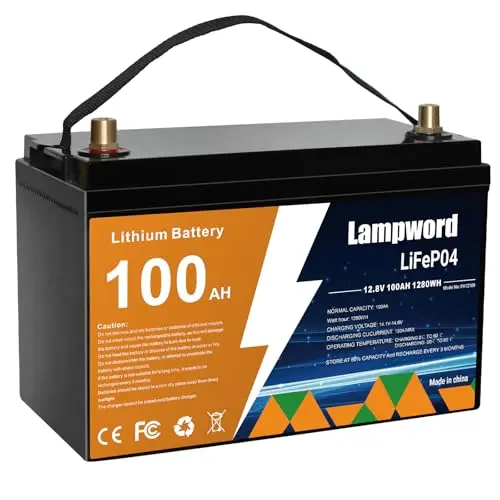 Lampword compact 12V 100Ah lithium battery with carrying handle