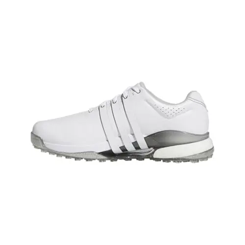 Adidas Tour360 25 Wide Spikeless Golf Shoes in White and Silver