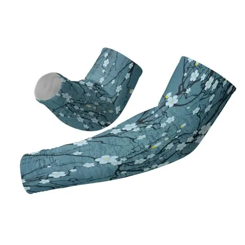 yicomon cooling arm sleeves with blue flower pattern