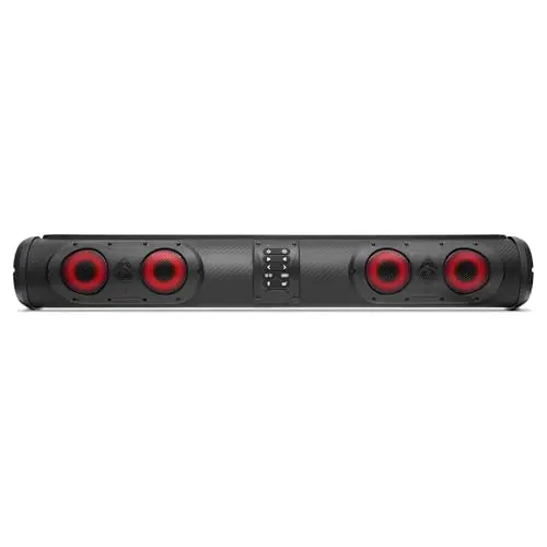 SoundExtreme SEDS32T double-sided soundbar with LED light bar on a golf cart roof