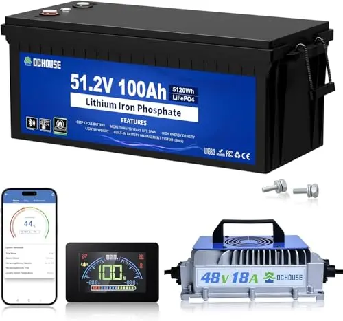 DC HOUSE 48V 100Ah Lithium Golf Cart Battery with LCD Monitor