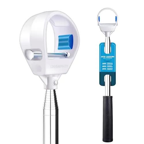 CHAMPKEY upgraded auto-locking golf ball retriever with blue shaft