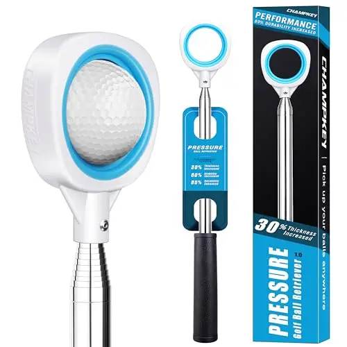 Blue Champkey pressure golf ball retriever with two-sided head