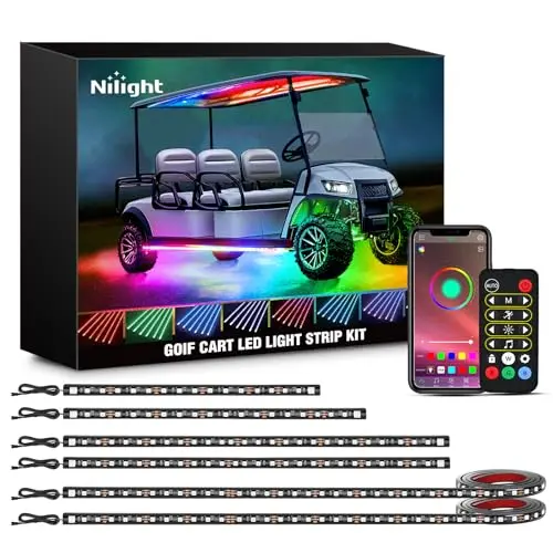 Nilight 6-piece golf cart LED underglow light kit with app control