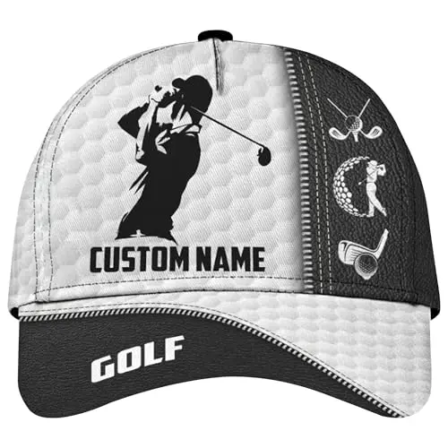 Personalized baseball cap with custom name embroidery for golfers
