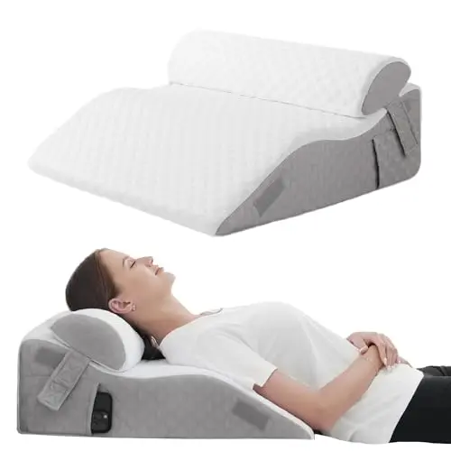 Foamalusion 2-piece adjustable memory foam wedge pillow for acid reflux and surgery