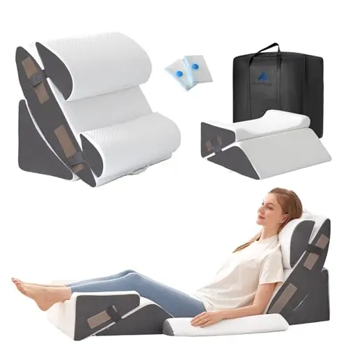 Ahpmeoa 6-piece white and grey wedge pillow set for full body support