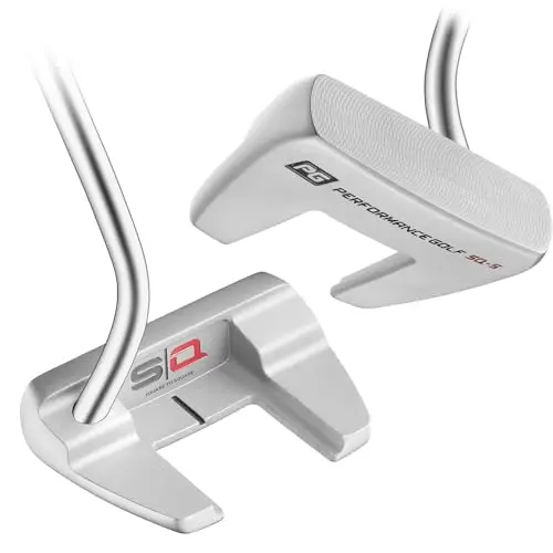 Performance Golf SQ putter in silver with mallet head and alignment guide