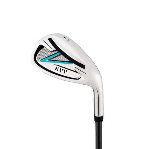 KVV graphite sand wedge with blue and black accents, cavity back design