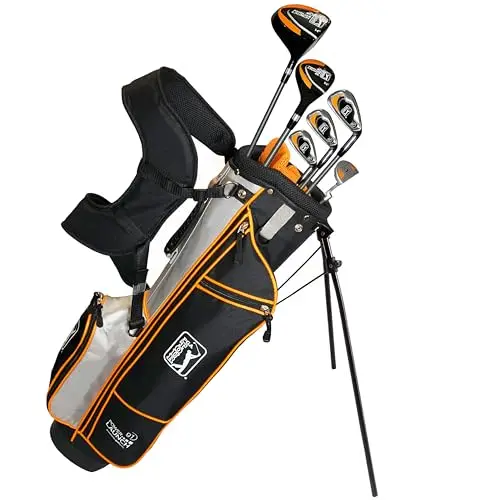 PGA TOUR branded youth golf set with lightweight stand bag and mallet putter