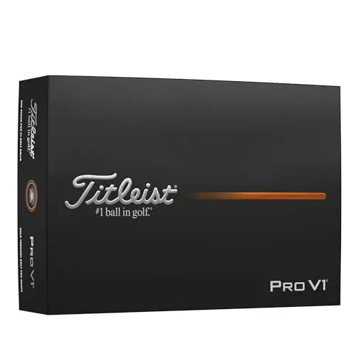 Titleist Pro V1 golf ball with classic white number on short grass