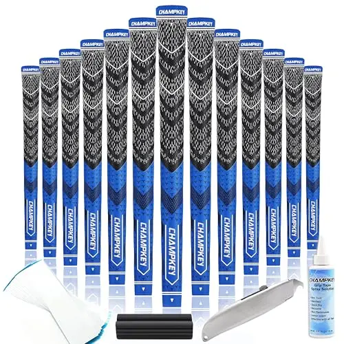 CHAMPKEY Half Cord golf grips 13 pack with full repair kit in blue